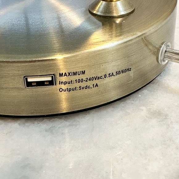 Modern Coastal Teal Blue Glass Accent Table / Desk Lamp With USB CHARGER - Picture 10 of 15